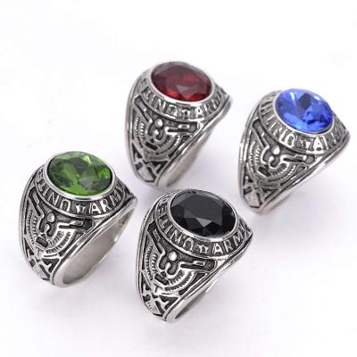 China Male Titanium Ring Hiphop/Stainless Steel Gemstone Fashion Mens Hiphop Steel Jewelery Luxury Punk Rings Punk Jewelry for sale