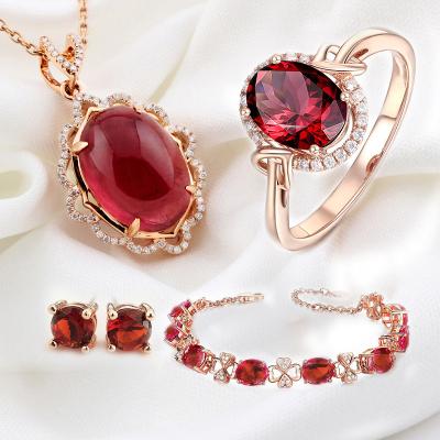 China Female Bridal Wedding Engagement Ring Sets Jewelry Women Ladies Fashion Gemstone Necklace Earring Luxury TRENDY Bangle for sale