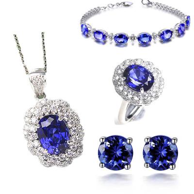 China Female Bridal Wedding Engagement Ring Sets Jewelry Women Ladies Fashion Gemstone Necklace Earring Luxury TRENDY Bangle for sale