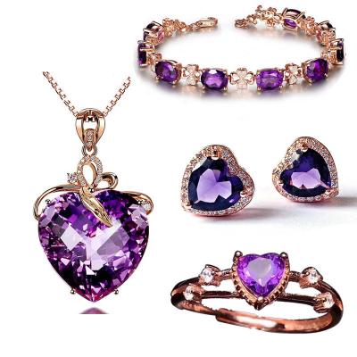 China Female Bridal Wedding Engagement Ring Sets Jewelry Women Ladies Fashion Gemstone Necklace Earring Luxury TRENDY Bangle for sale