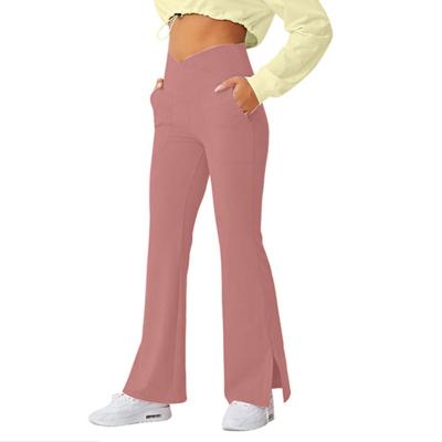 China Hips Time-limited Quick Dry Waist Lift Latest Goods Sexy Stylish Design High Split Sports Pants for sale