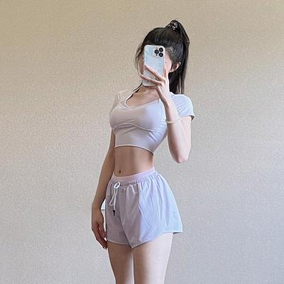 China Quick Dry Shows Lean Moisture Absorption And Pe Custom Pure Color Quick Dry Gym Fitness Running Sporty Clothing Wear Women's Yoga Shorts Loose Yoga Shorts for sale