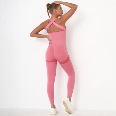 China High Quality Colorblock Fitness Workout Yoga Jumpsuit 2021 Sexy One Piece Jumpsuit Women Yoga Suit And Clothes for sale