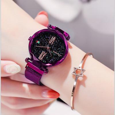 China Starry Elegant Starry Ladies Wristwatches Women Watches Alarm Sky Stereo Glass Magetic Watch for sale