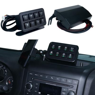 China Black Steel 8 Gang Switch Panel Power Control System For Jeep Wrangler JK JKU 2007-2018 for sale