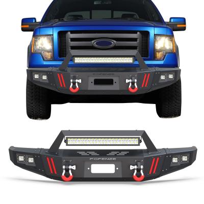 China Steel Bumper Bar With Winch Plate, Long Optical Guide 144W For 2009-2014 Ford F-150 (Excluding Raptor), Textured Front Bumper Black for sale