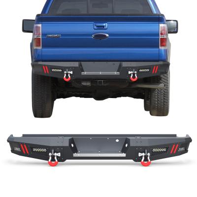 China Steel Bumper Bar w/ 3 Steps, 2x18W LED Lights For 2009-2014 Ford F-150 (Excluding Raptor), Textured Black F-150 Rear Bumper for sale