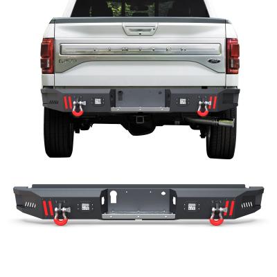 China Steel Bumper Bar w/ 3 Steps, 2x18W LED Lights For 2015-2017 Ford F-150 (Excluding Raptor), Textured Black F-150 Rear Bumper for sale