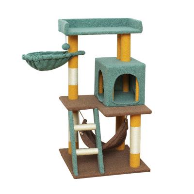 China Cute And Sturdy New Cat Tree House Teddy Fleece Scratch Fleece Cat Climbing Frame Tower Cats Sustainable Luxury Design for sale