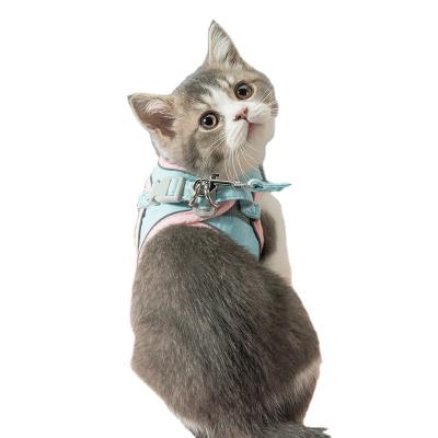 China Custom Adjustable Soft Mesh Pet Leash Quick Release Nylon Cat Dog Accessories High Quality Harness for sale