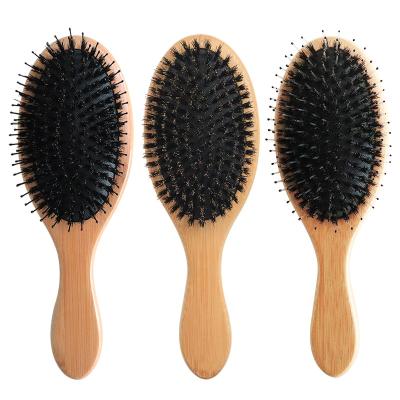 China Eco-Friendly 100% Bamboo Boar Bristle Hair Oval Private Label Cushion Wood Extension Brush Hair Brush for sale