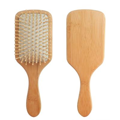 China Cushion Private Label Promotion Gift Detangling Massage Hair Brush Logo Paddle Bamboo Hair Brush Custom Made For Scalp Massage for sale