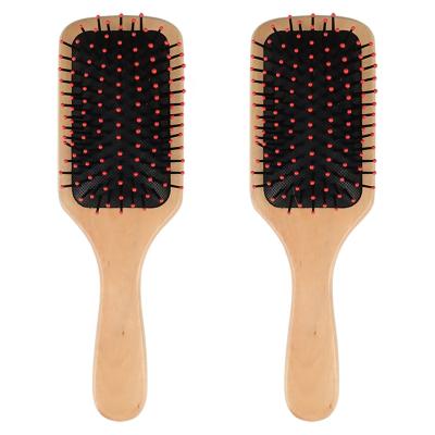 China Wholesale Cushion Air Cushion Massage Paint Paddle Natural Wooden Hair Brush With Nylon Pins for sale