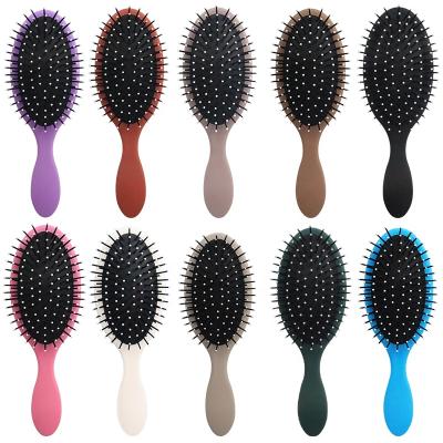 China Cushion Personalized Air Cushion Paddle Hair Brush Black Soft Comfortable Magic Plastic Detangling Hair Brushes For Girl for sale