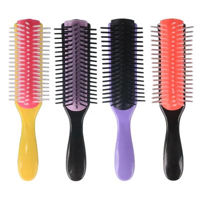 China Custom small mini plastic detachable rows pins size plastic detachable cushion logo 5 line nylon denman styling hair brush for sale