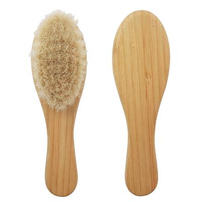 China Best Selling Bamboo Beard Brush Men Hairdressing Brush Goat Hair Cleaning Brush Baby Hair Paddle Soft Wool Hair Brush for sale