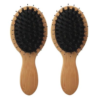 China Logo Mini Size Scalp Massage Bamboo Boar Bristle Paddle Cushion Customized Hair Brush For Child for sale