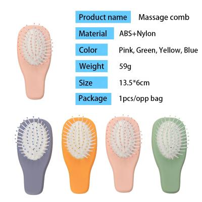 China Custom Logo New Mini Super Small Pocket Travel Cushion Rainbow Purple Pink Baby Kids Baby Palette Scalp Hair Brush With Logo for sale