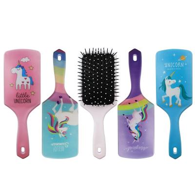 China Plastic Soft Anti-static Nylon Private Label Hair Brush Detangling Cartoon Cushion Cushion Paddle Magic Hair Brush for sale