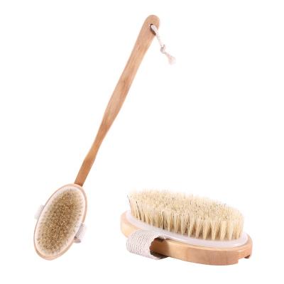 China All Natural Detachable Long Handle Scrub Brush Bath Back Brush Body Shower Dry Brush For Lymphatic Drainage Showering for sale