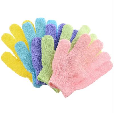 China All Natural Wholesale One Pair Nylon Body Wash Scrubber Glove Shower Exfoliating Skin Bath Exfoliating Gloves For Spa Massage for sale