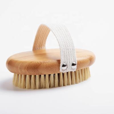 China All Natural Manufacturer 100% Vegan Sisal Bristle Body Handle Bamboo Wooden Dry Brush Shower Dry Brush for sale