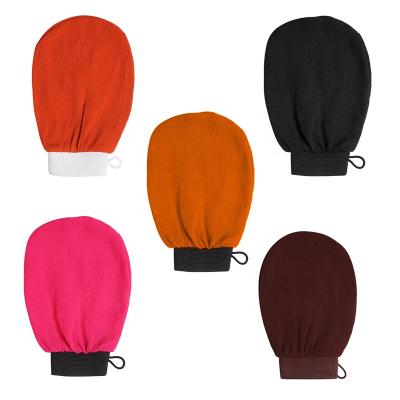 China EXFOLIATE Customized Logo Moroccan Hammam Body Scrub Glove Squishy Bath Gloves Exfoliating Morocco Kessa Glove for sale