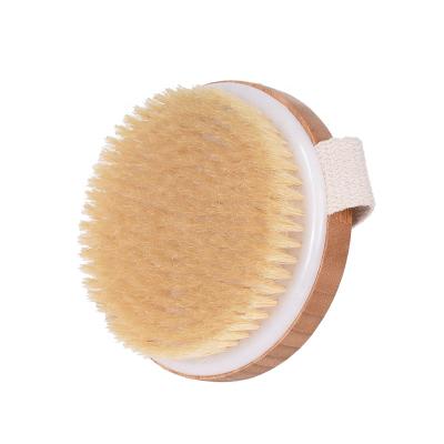 China All Natural Logo Natural Bamboo Body Skin Custom Cleansing Brush Boar Stiffen Wet or Dry Skin Bath Body Brush for sale