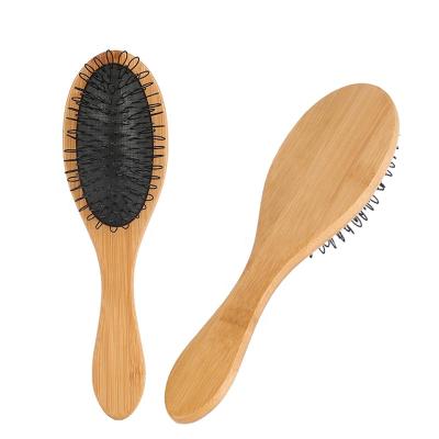 China Custom Logo Paddle Wig Brush Nylon Bristle Loop Brush Bamboo Hair Extension Brush For Weaves And Wigs for sale