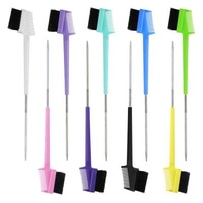 China Private Label Duck Comb Edge Control Broom Paddle Styling Pintail 3 Multicolor 3 Sided In 1 Rat Tail Hair Edge Brush for sale