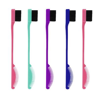 China Custom Double Sides Logo Hair Beauty Care 2 in 1 Edge Control Brushes Double-end Eyebrow Brush and Comb for Eyelash Hair for sale