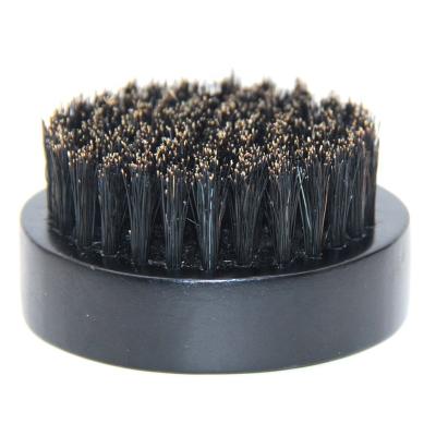 China Custom Logo Black Wooden Round Boar Bristle Beard Brush in Beech Wood for Men for sale