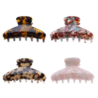 China Hair Beauty Care Customized New Arrival Leopard Big Turtle Shell Four Color Acetic Acid Hair Claw Cellulose Acetate Hair Claw Clips for sale