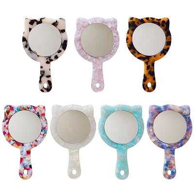 China New Arrival Mini Various Colors Handmade Pocket Personalized Cute Acetate Make Up Mirror For Girls for sale