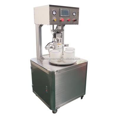 China Semi Automatic Screw Metal Lug Cap Glass Bottle Jar Milk Food Paste Jam Sauce Vacuum Capping Machine Capper for sale