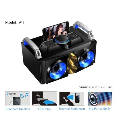 China Hot Selling USB/AUX/Wireless Connect/FM/Lighting WLS Mini Table Speaker Model W1 Audio Boombox With USB Bluetooth Wireless Connecting for sale