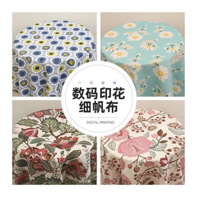 China High Quality Custom Digital Printing Organic Cotton Canvas Fabric Poly Cotton Linen Fabric For Table Cloth for sale