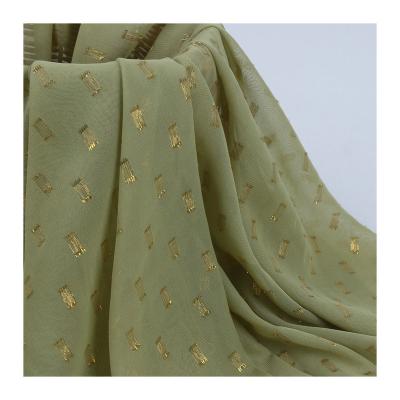 China Super Soft Metallic Popular Light Weight Staple Stitch Jacquard Fabric 100%Polyester Chiffon Chiffon Fabric Metallic For Women Dress for sale