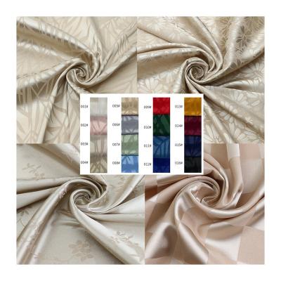 China Breathable high quality super soft polyester fashion stretch satin shiny jacquard design fabric for sleepwear underwear for sale