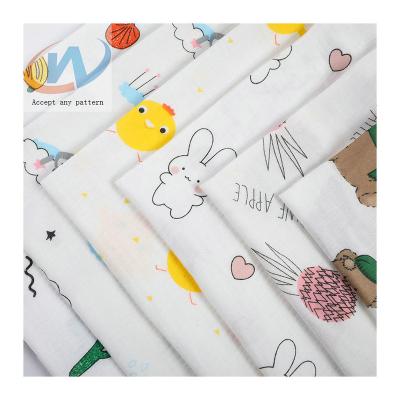 China Best price 100%cotton organic print fabric double layer woven fabric crepe crinkle soft fabric for baby clothing bath towel for sale