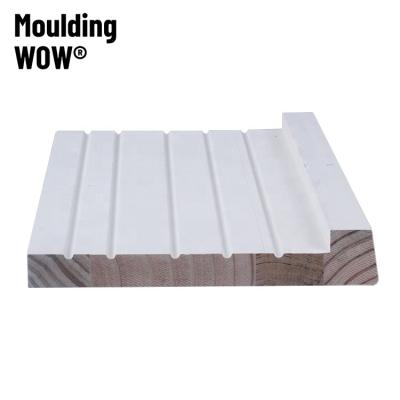 China MouldingWow DW-0009 Modern WOODEN CASING Wood Frame Molding Primed Double Seal Primed Gesso Coated MDF Molding Molding for sale