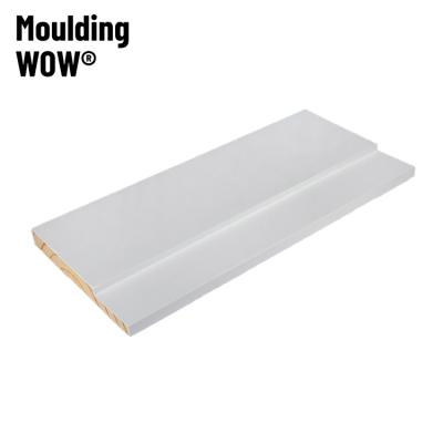 China MouldingWow DW-0032 Modern Double Joint Primed Door Jamb Design Pine Wood Gesso Trim Coated Frame Molding Wooden Molding Wood for sale