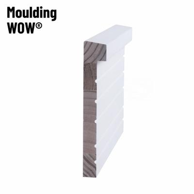 China MouldingWow DW-0088 Modern Door And Window Molding Wood Finger-joint Primed Extrusion Molding Wood Trim Wood Frame Trim for sale