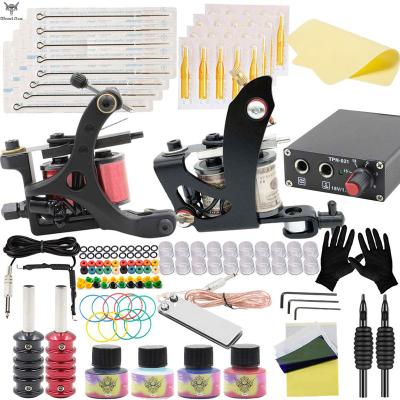 China Professional New GhostAxe Tattoo Machine Kit Coil Tattoo Machine Set Energy Permanent Full Power Needles For Beginner Beginner for sale