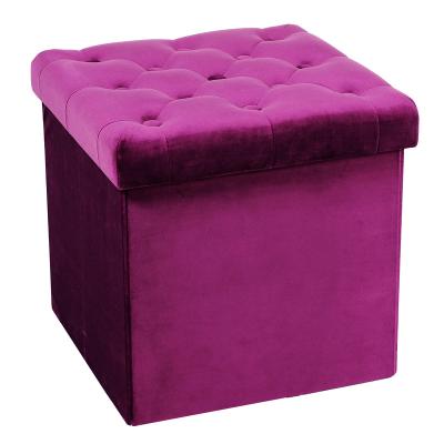 China Customized Velvet Foldable Stool Storage Chair and Stool Square Padded Seat Cover Foldable Stool Storage Stool for sale