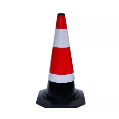 China Customized High Visible Reflective High Logo Orange Road Safety Rubber Traffic Cone for sale