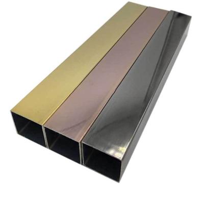 China 304 Automotive Black Square Tube Brushed Rose Gold Square Pass Plated Color Stainless Steel Fingerprintless Tube for sale