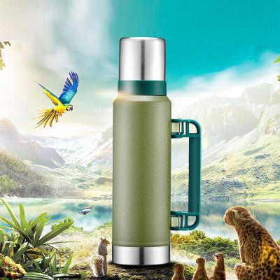 China Double Wall Business Vacuum Thermos Flask Travel Jar With Handle for sale