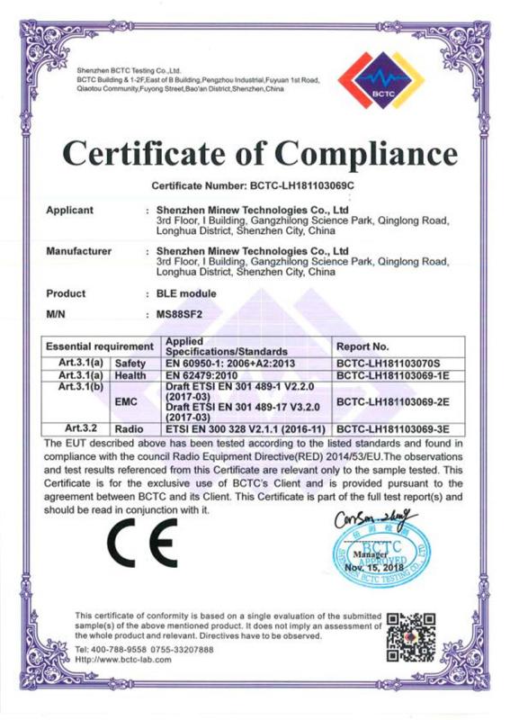 CE - Shenzhen Thingoo Co., Ltd.