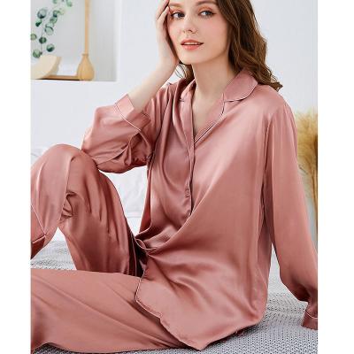 China Custom 100% hot silk material hot sale china pajamas luxury color QUICK DRY men and women pure silk pajamas for sale